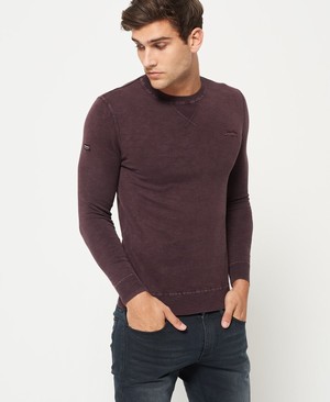 Superdry Garment Dyed L.A Crew Neck Férfi Ugró Bordó | FYECA9421